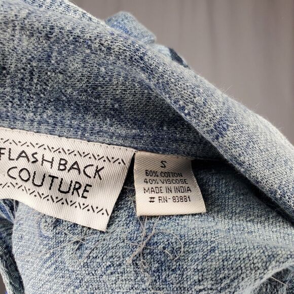Flashback Couture Shiny Jean Jacket Small Embroidered Sequin Country Western - Picture 11 of 13